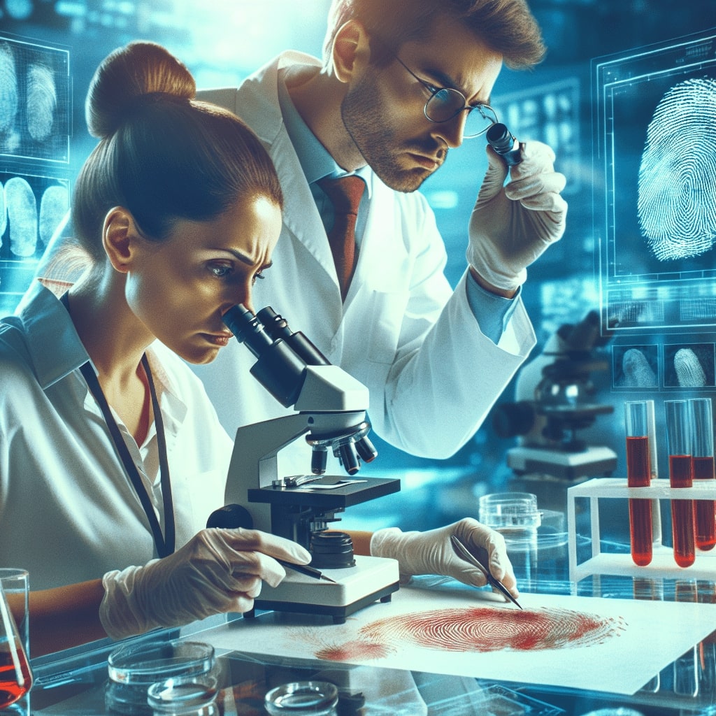 An illustration showing the intersection of criminology and forensic science