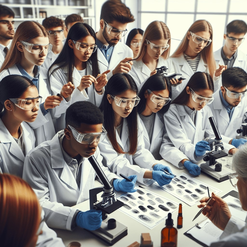 Image showing students engaged in forensic science practical work
